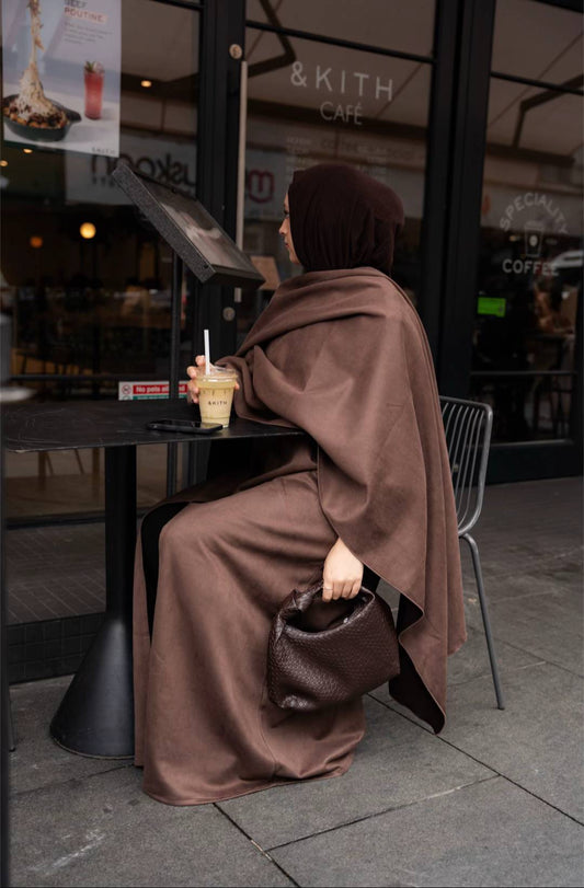 Layali Suede Open Abaya